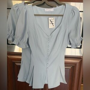 2 Blouses. Petal & Pup Light Blue Puff Sleeve